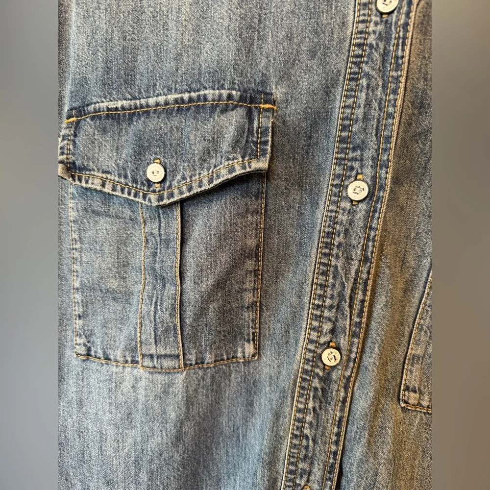 SOLD⚫️Rag & Bone Relaxed Fit Denim Shirt Dress Pockets Women’s Large - Picture 2 of 13